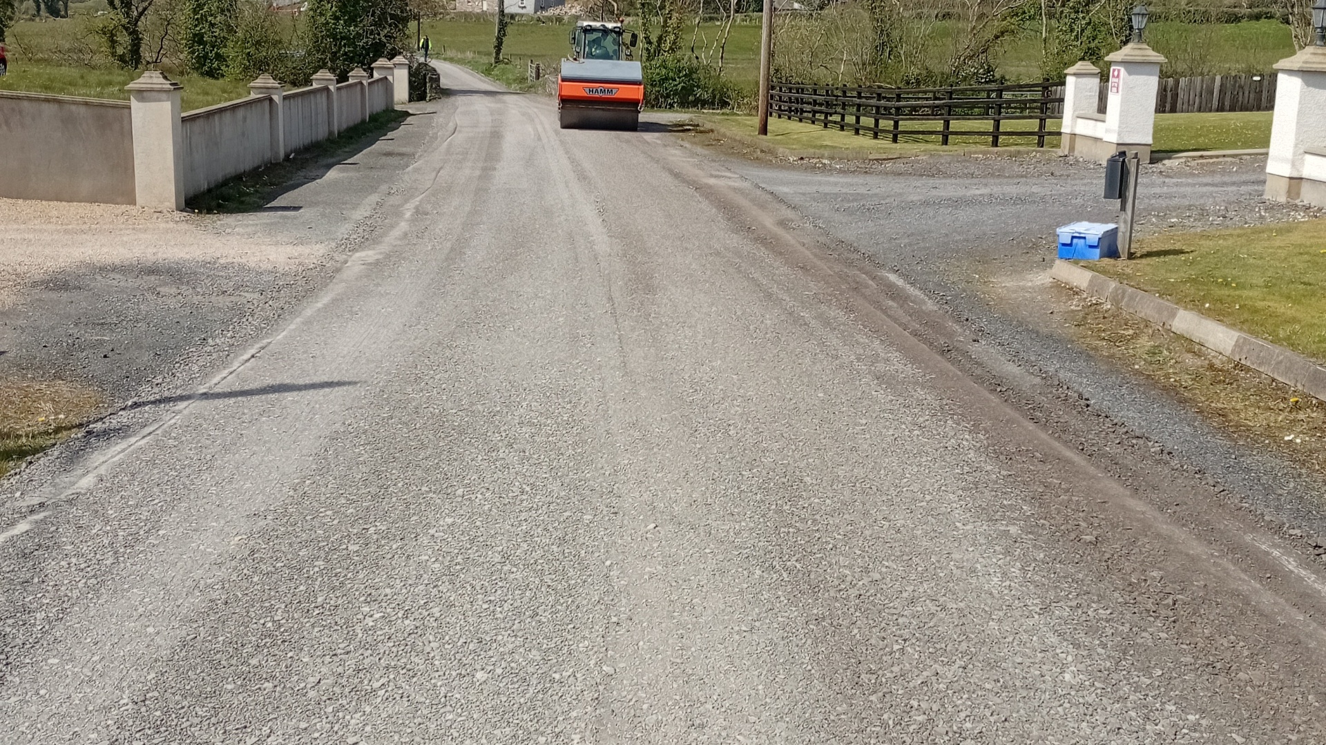 Ballinakillew Road after Roadteam recycling and rolling, ready for surface dressing