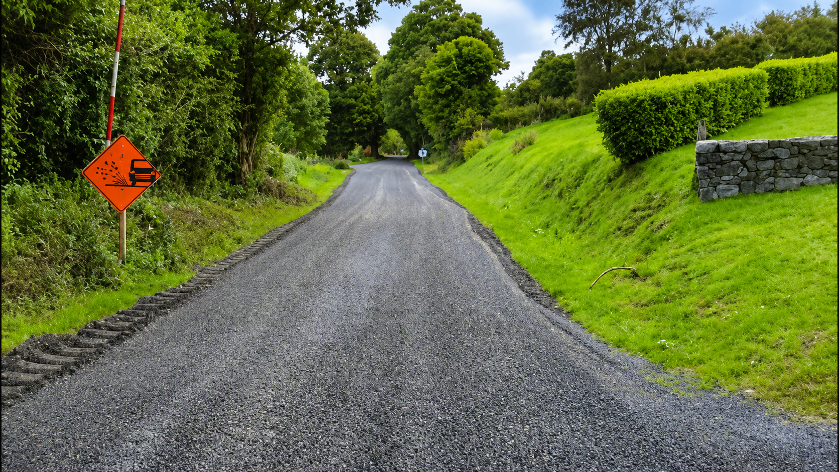 Manorhamilton road after Roadteam recycling and surface dressing works