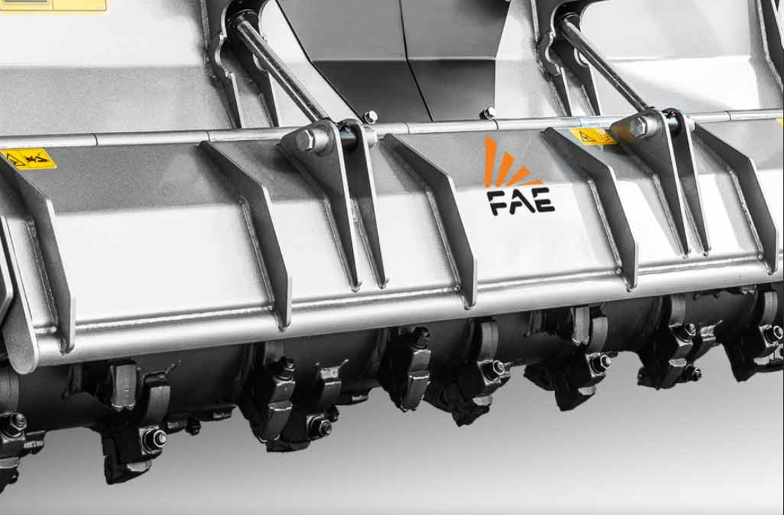 Close-up of FAE MTM 225 HP soil stabiliser drum